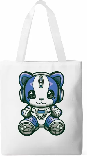 Canvas Tote Bag, Cartoon Cute Mascot Robots patterned Canvas Tote Handbags for Women Shoulder Bag,