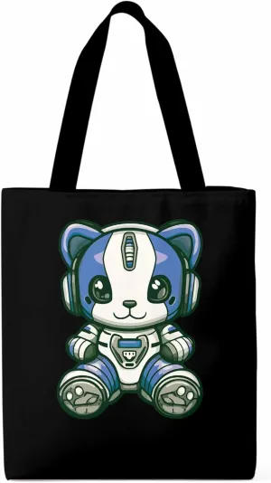 Canvas Tote Bag, Cartoon Cute Mascot Robots patterned Canvas Tote Handbags for Women Shoulder Bag,