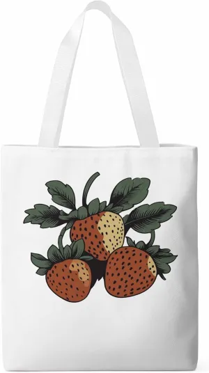 Canvas Tote Bag, Cartoon Fruit Aesthetic Canvas Tote Handbags for Women Shoulder Bag Vintage Strawberry