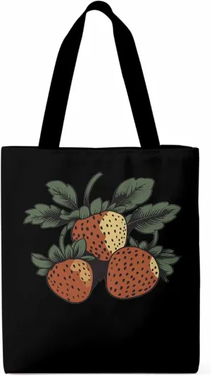 Canvas Tote Bag, Cartoon Fruit Aesthetic Canvas Tote Handbags for Women Shoulder Bag Vintage Strawberry