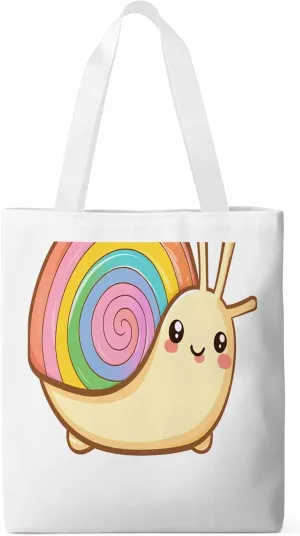 Canvas Tote Bag, Cartoon Rainbows Snails Aesthetic Canvas Tote Handbags for Women Shoulder Bag,