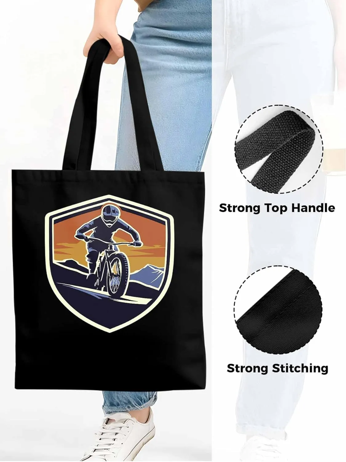 Canvas Tote Bag, Cartoons Extreme Sports Aesthetic Canvas Tote Handbags for Women Shoulder Bag,