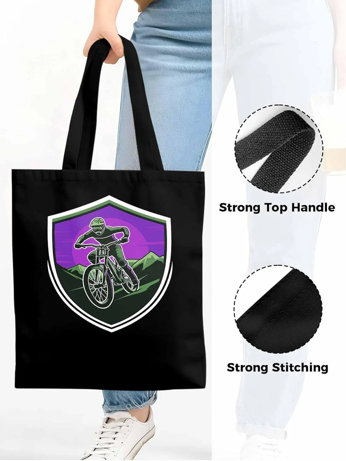 Canvas Tote Bag, Cartoons Extreme Sports Badges Aesthetic Canvas Tote Handbags for Women Shoulder Bag,