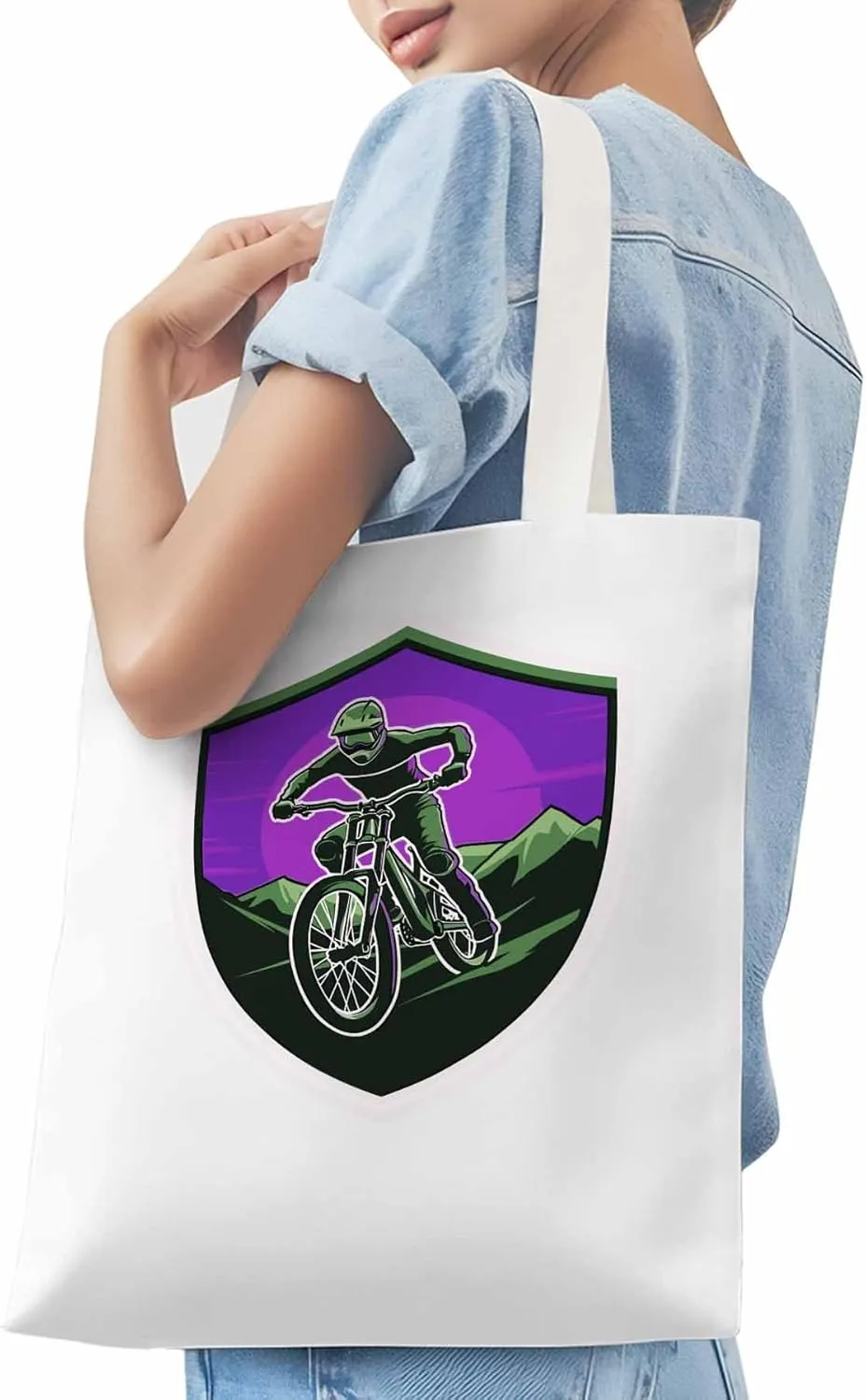 Canvas Tote Bag, Cartoons Extreme Sports Badges Aesthetic Canvas Tote Handbags for Women Shoulder Bag,
