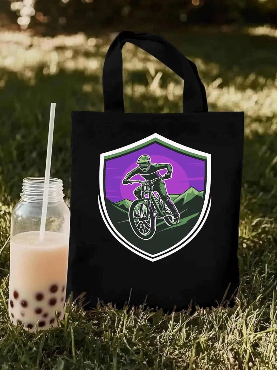 Canvas Tote Bag, Cartoons Extreme Sports Badges Aesthetic Canvas Tote Handbags for Women Shoulder Bag,
