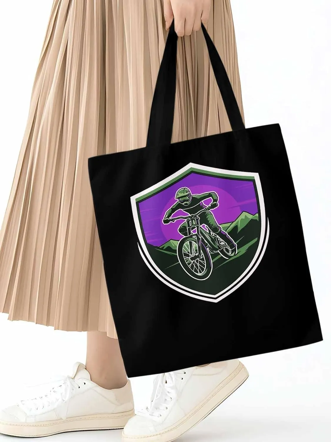 Canvas Tote Bag, Cartoons Extreme Sports Badges Aesthetic Canvas Tote Handbags for Women Shoulder Bag,