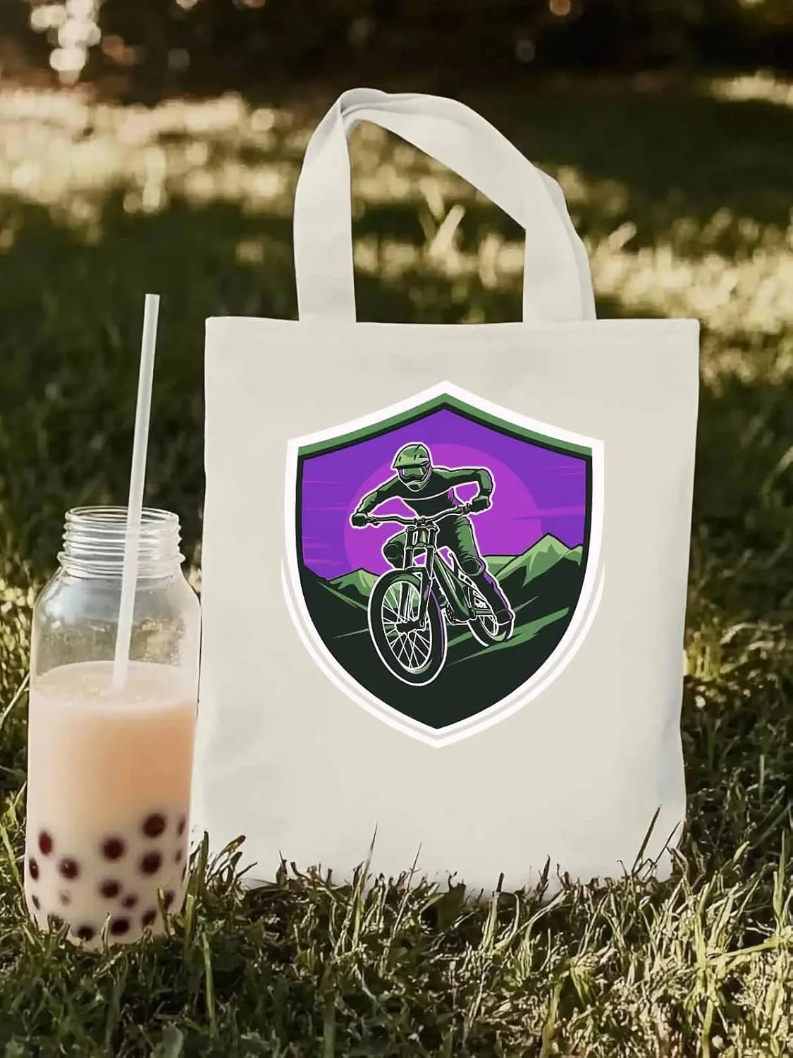 Canvas Tote Bag, Cartoons Extreme Sports Badges Aesthetic Canvas Tote Handbags for Women Shoulder Bag,