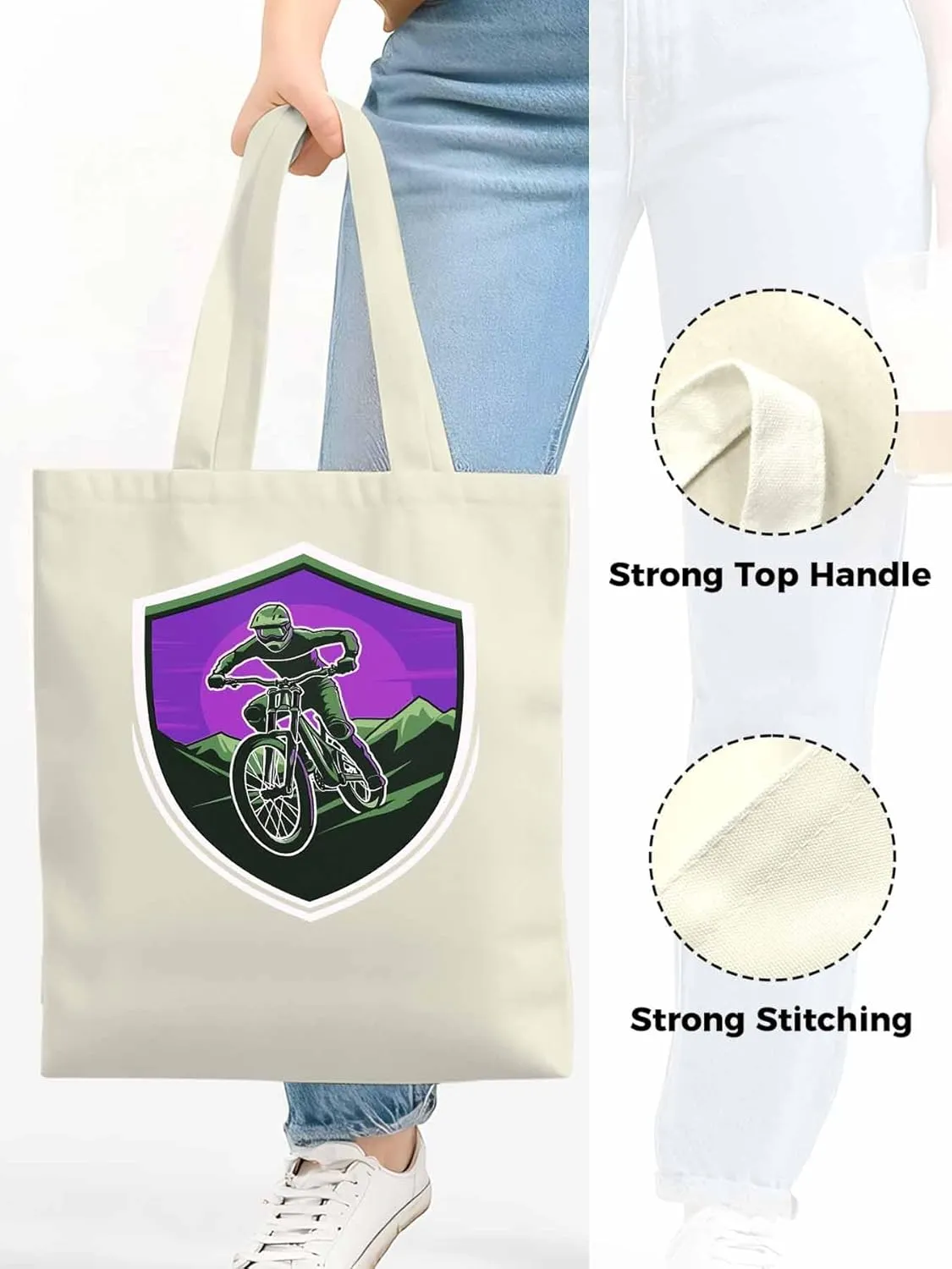 Canvas Tote Bag, Cartoons Extreme Sports Badges Aesthetic Canvas Tote Handbags for Women Shoulder Bag,