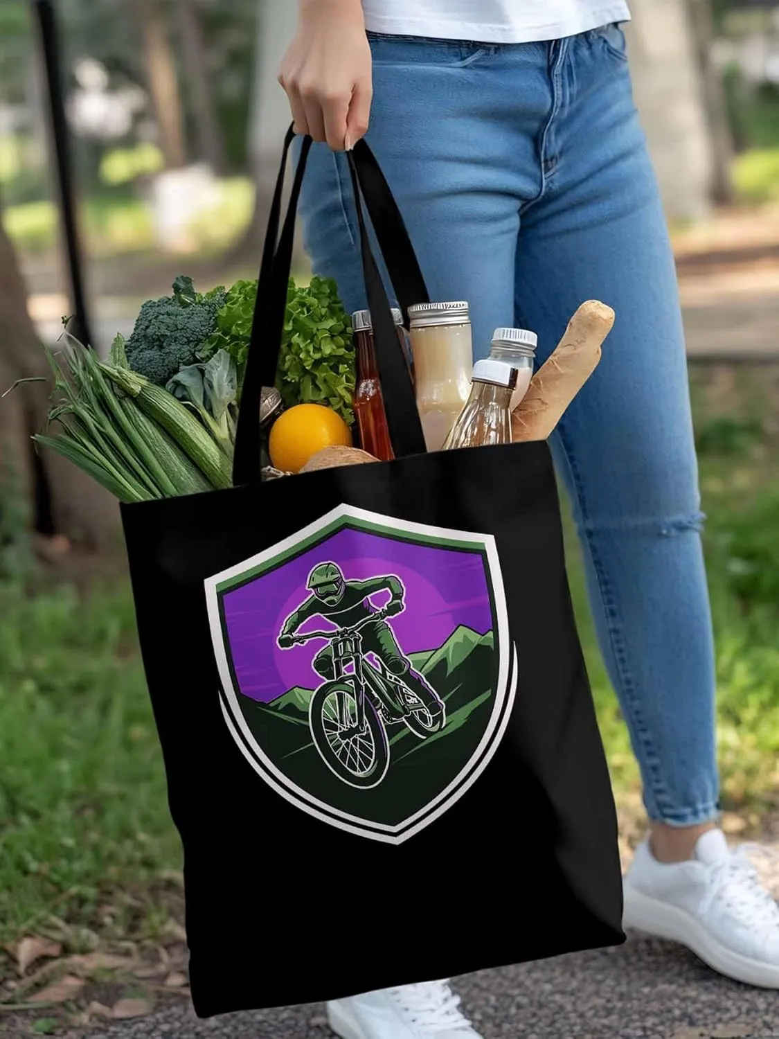 Canvas Tote Bag, Cartoons Extreme Sports Badges Aesthetic Canvas Tote Handbags for Women Shoulder Bag,