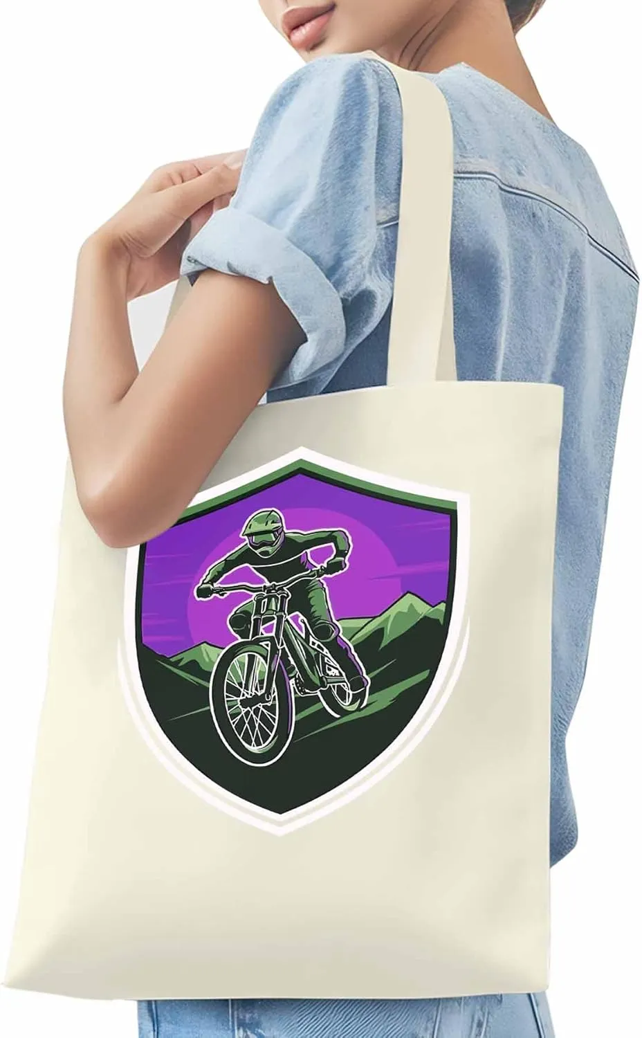 Canvas Tote Bag, Cartoons Extreme Sports Badges Aesthetic Canvas Tote Handbags for Women Shoulder Bag,