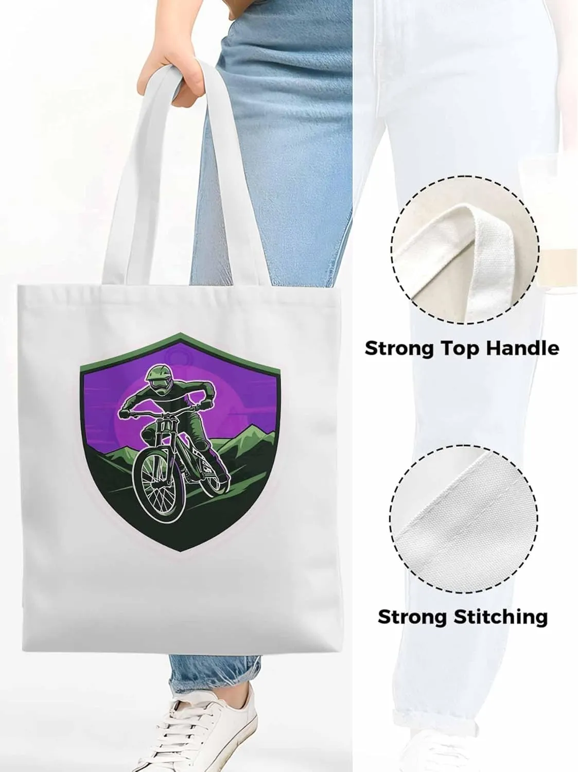 Canvas Tote Bag, Cartoons Extreme Sports Badges Aesthetic Canvas Tote Handbags for Women Shoulder Bag,