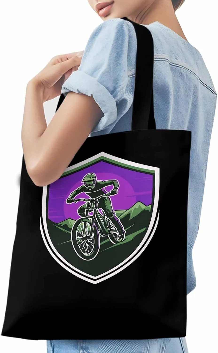Canvas Tote Bag, Cartoons Extreme Sports Badges Aesthetic Canvas Tote Handbags for Women Shoulder Bag,