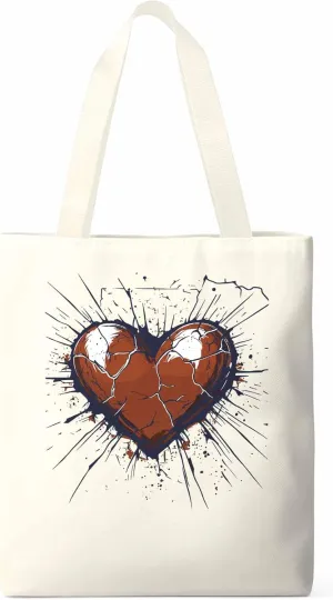 Canvas Tote Bag, Crack Love Heart Valentine's Day Aesthetic Canvas Tote Handbags for Women Shoulder Bag