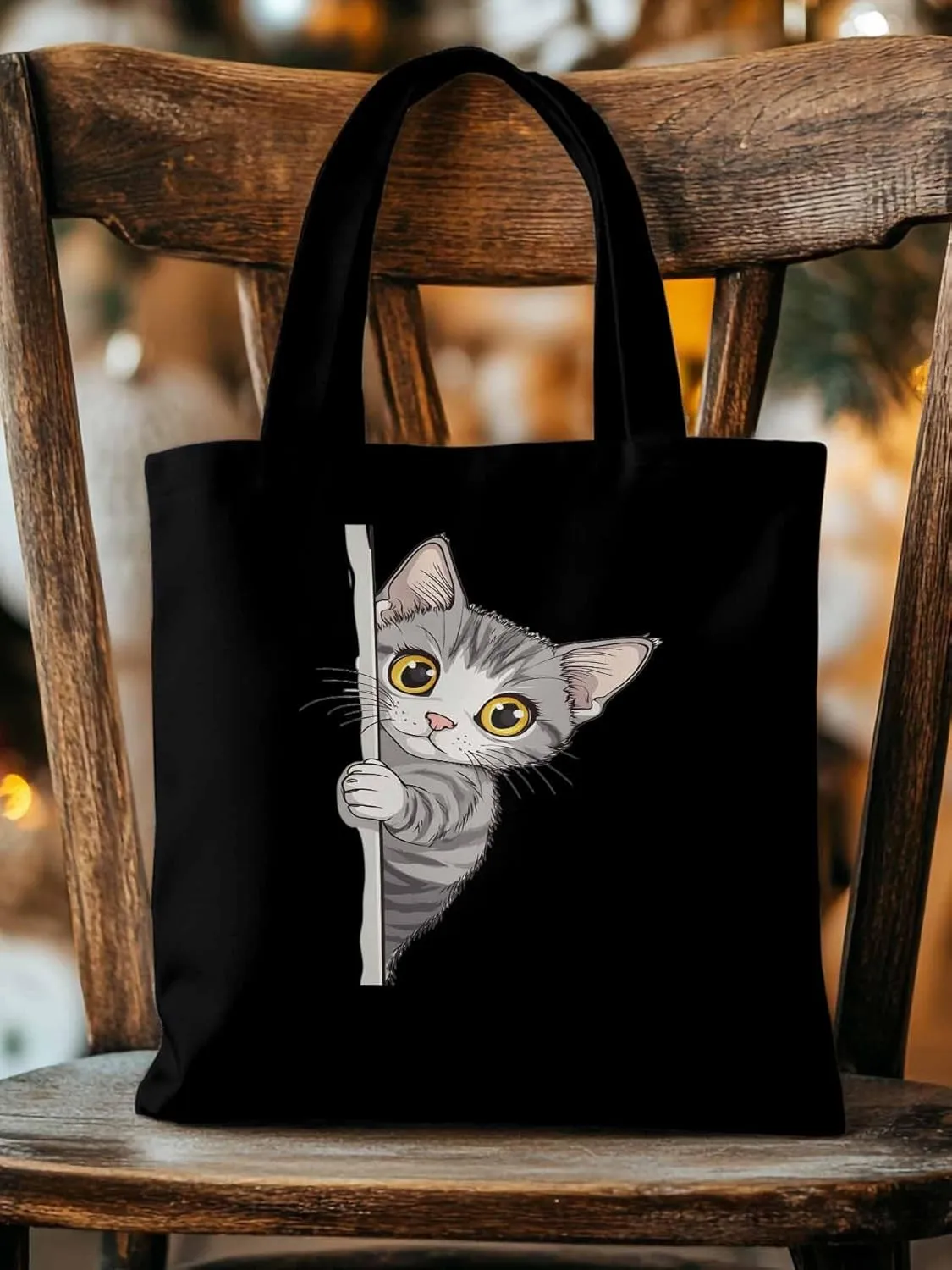 Canvas Tote Bag, Cute Cartoon Pet Cat Aesthetic Canvas Tote Handbags for Women Shoulder Bag,