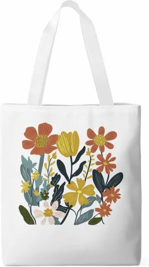 Canvas Tote Bag, Farmhouse Boho Daisy Flowers Aesthetic Canvas Tote Handbags for Women Shoulder Bag