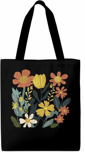 Canvas Tote Bag, Farmhouse Boho Daisy Flowers Aesthetic Canvas Tote Handbags for Women Shoulder Bag