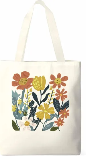 Canvas Tote Bag, Farmhouse Boho Daisy Flowers Aesthetic Canvas Tote Handbags for Women Shoulder Bag