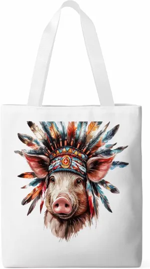 Canvas Tote Bag, Farmhouse Indian Pig Aesthetic Canvas Tote Handbags for Women Shoulder Bag,