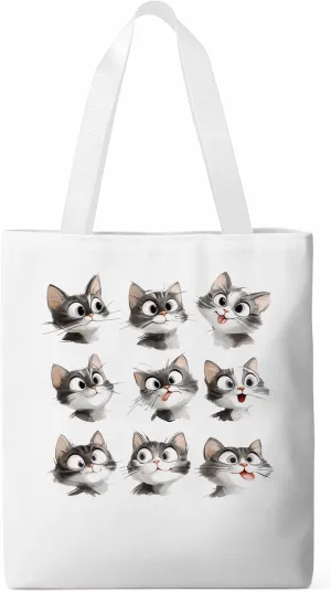 Canvas Tote Bag, Funny Cute Cat Splicing Aesthetic Canvas Tote Handbags for Women Shoulder Bag,