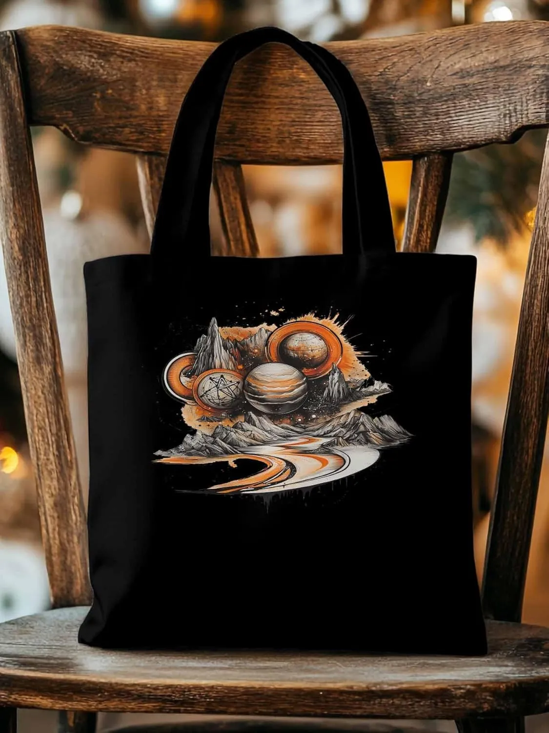 Canvas Tote Bag, Funny Planet Aesthetic Canvas Tote Handbags for Women Shoulder Bag Galaxy Retro