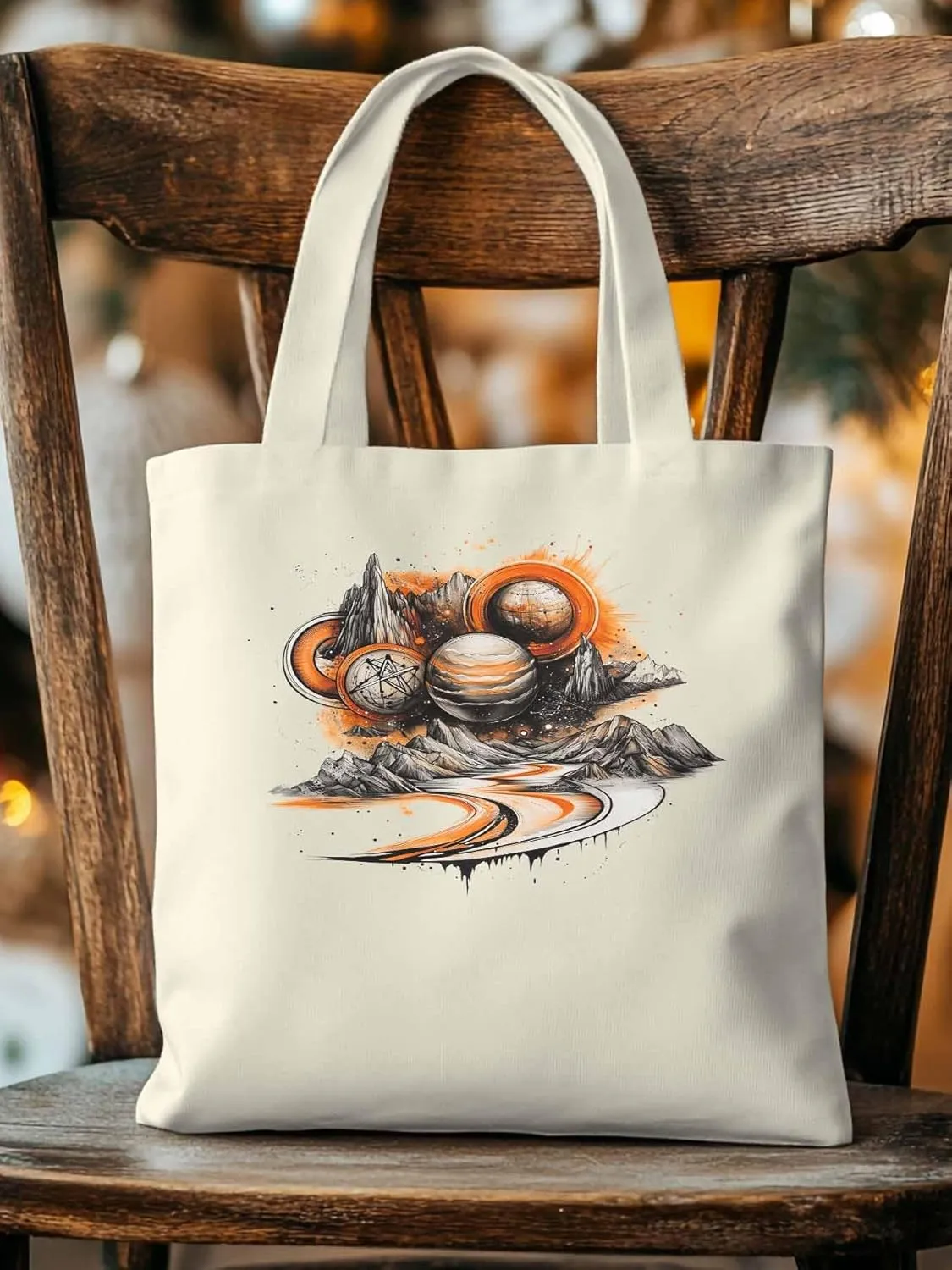 Canvas Tote Bag, Funny Planet Aesthetic Canvas Tote Handbags for Women Shoulder Bag Galaxy Retro