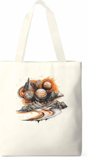 Canvas Tote Bag, Funny Planet Aesthetic Canvas Tote Handbags for Women Shoulder Bag Galaxy Retro