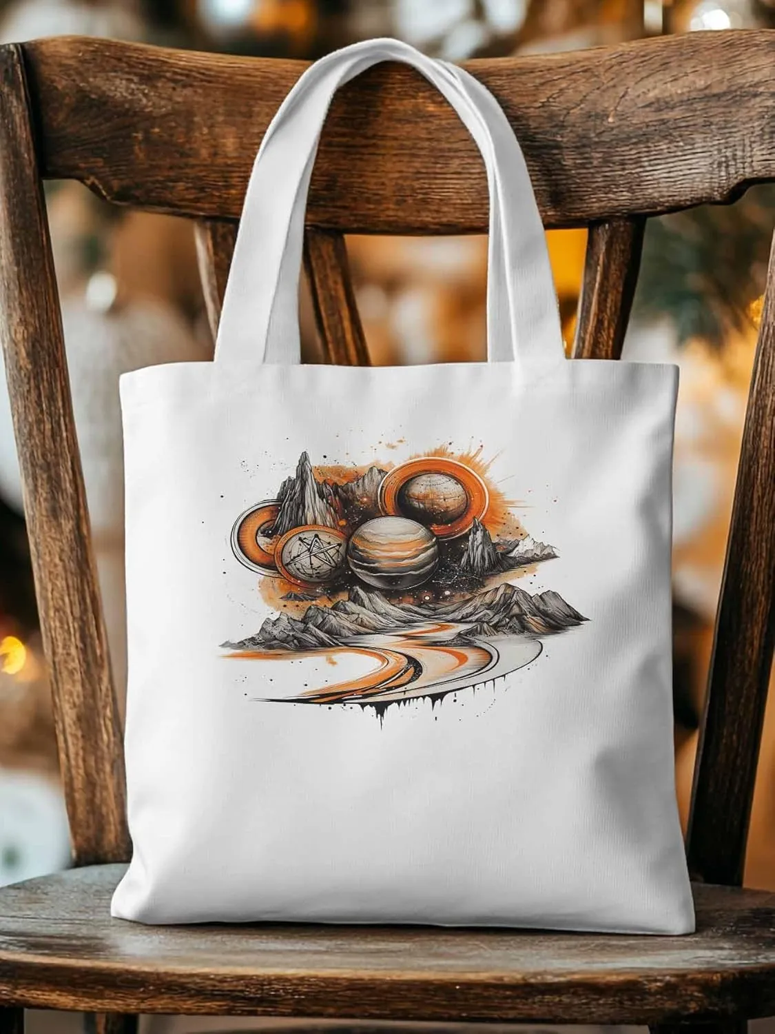 Canvas Tote Bag, Funny Planet Aesthetic Canvas Tote Handbags for Women Shoulder Bag Galaxy Retro
