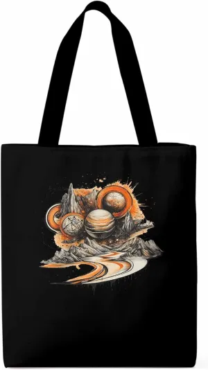 Canvas Tote Bag, Funny Planet Aesthetic Canvas Tote Handbags for Women Shoulder Bag Galaxy Retro