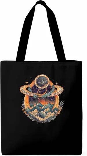 Canvas Tote Bag, Funny Planet Aesthetic Canvas Tote Handbags for Women Shoulder Bag Mountain Leaves