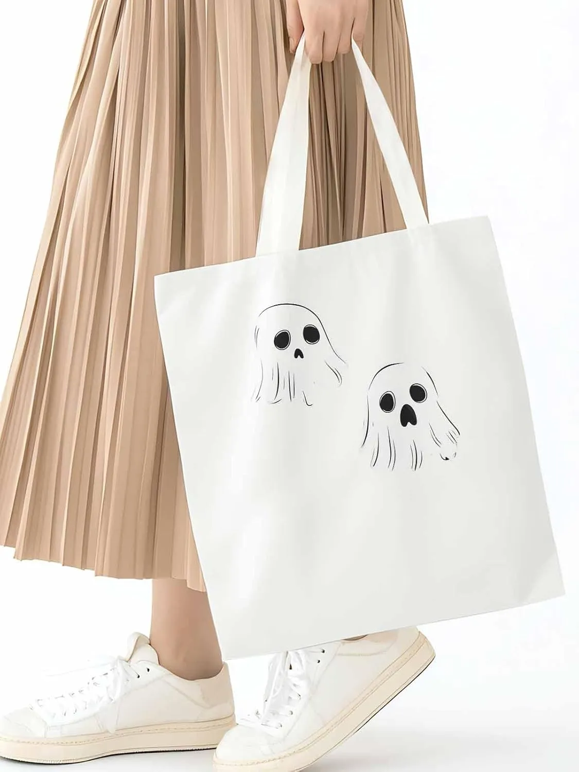 Canvas Tote Bag, Halloween Ghosts Aesthetic Canvas Tote Handbags for Women Shoulder Bag,