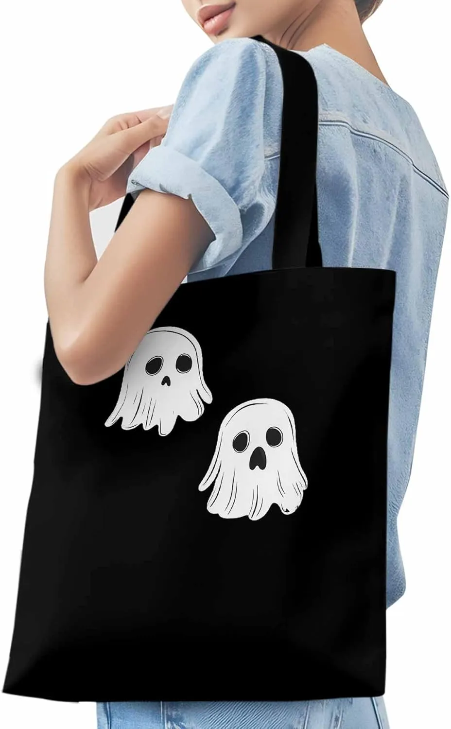 Canvas Tote Bag, Halloween Ghosts Aesthetic Canvas Tote Handbags for Women Shoulder Bag,