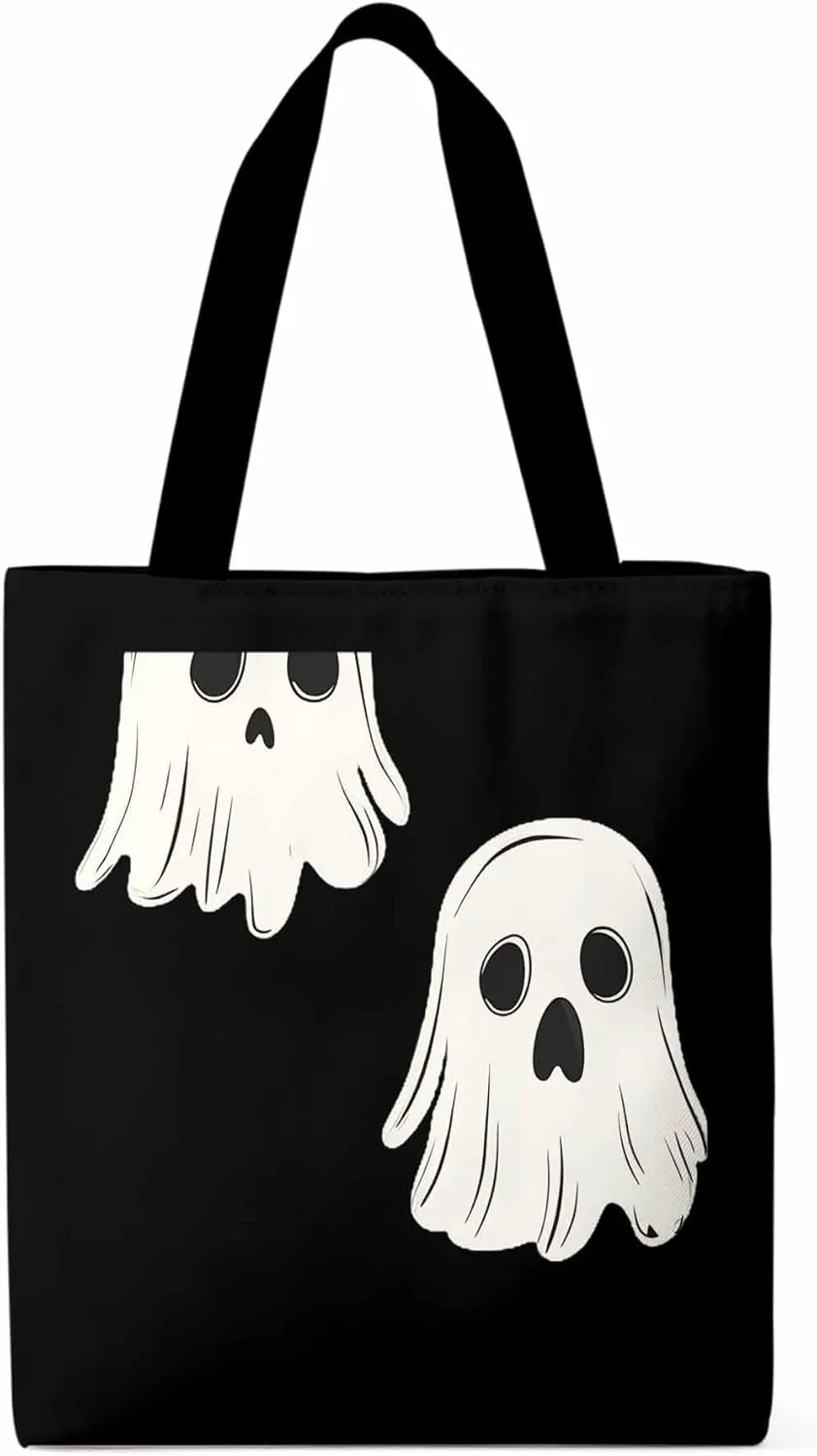 Canvas Tote Bag, Halloween Ghosts Aesthetic Canvas Tote Handbags for Women Shoulder Bag,