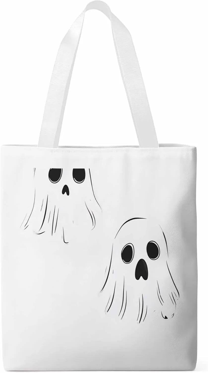 Canvas Tote Bag, Halloween Ghosts Aesthetic Canvas Tote Handbags for Women Shoulder Bag,