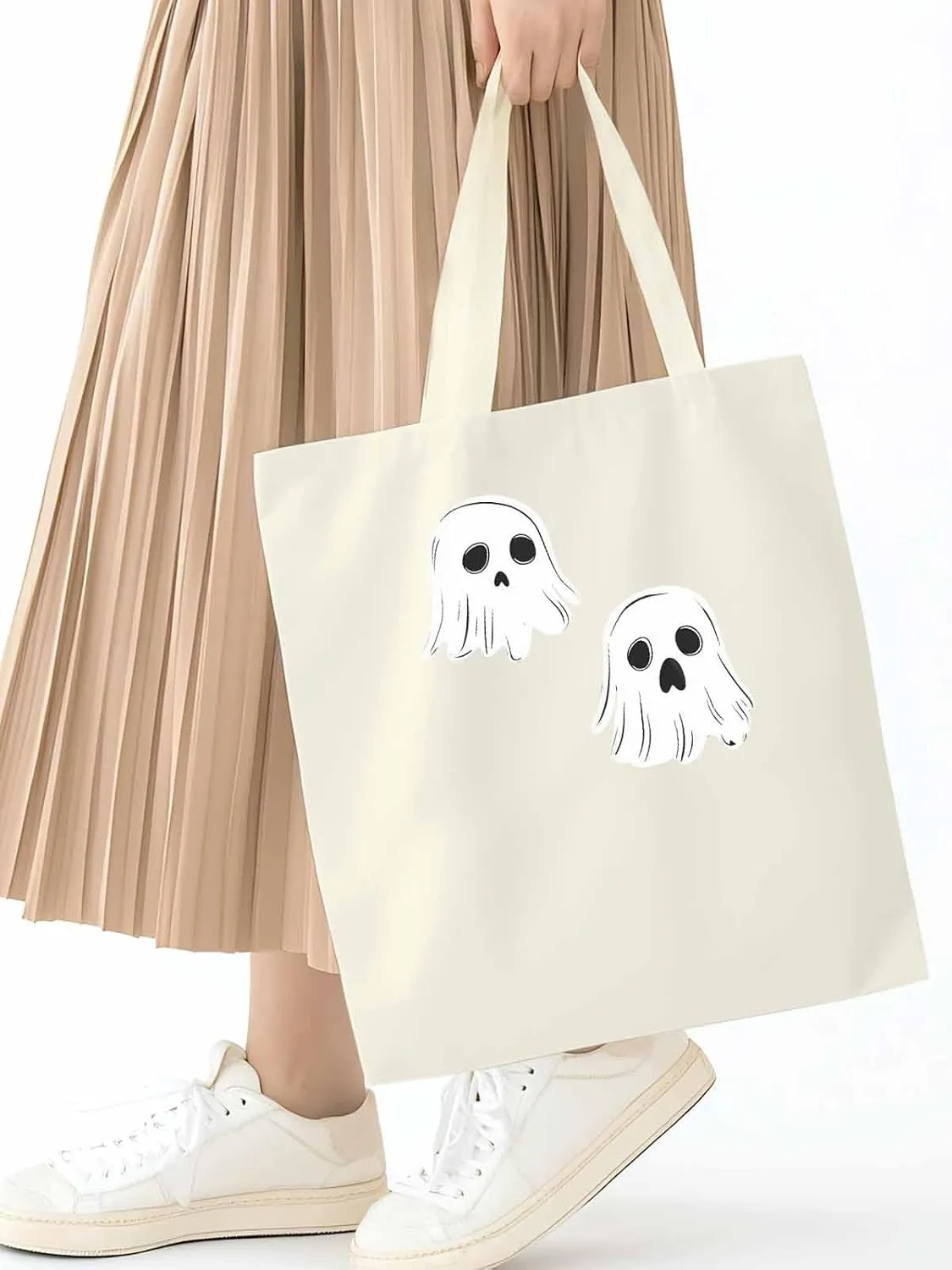 Canvas Tote Bag, Halloween Ghosts Aesthetic Canvas Tote Handbags for Women Shoulder Bag,