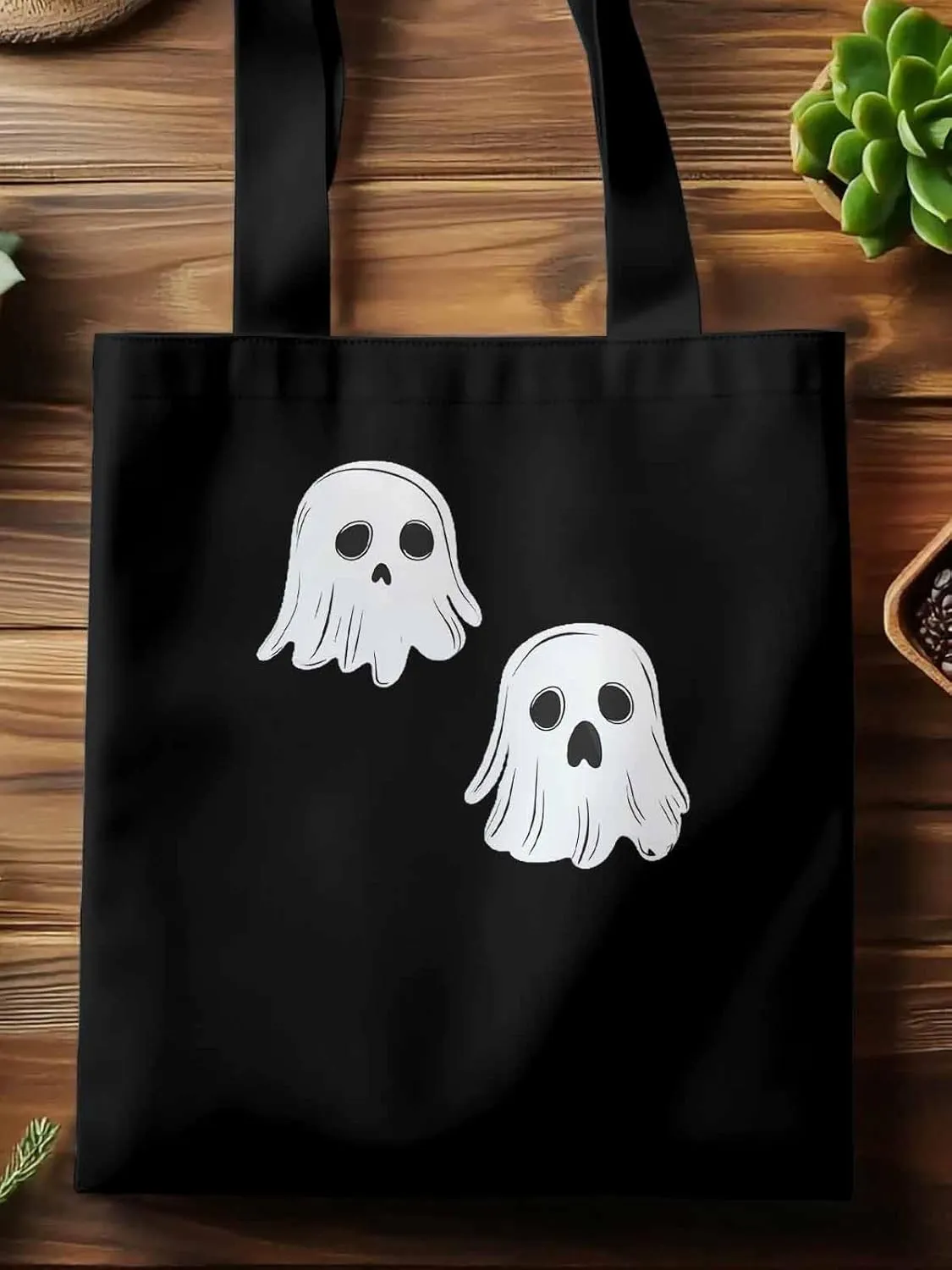 Canvas Tote Bag, Halloween Ghosts Aesthetic Canvas Tote Handbags for Women Shoulder Bag,