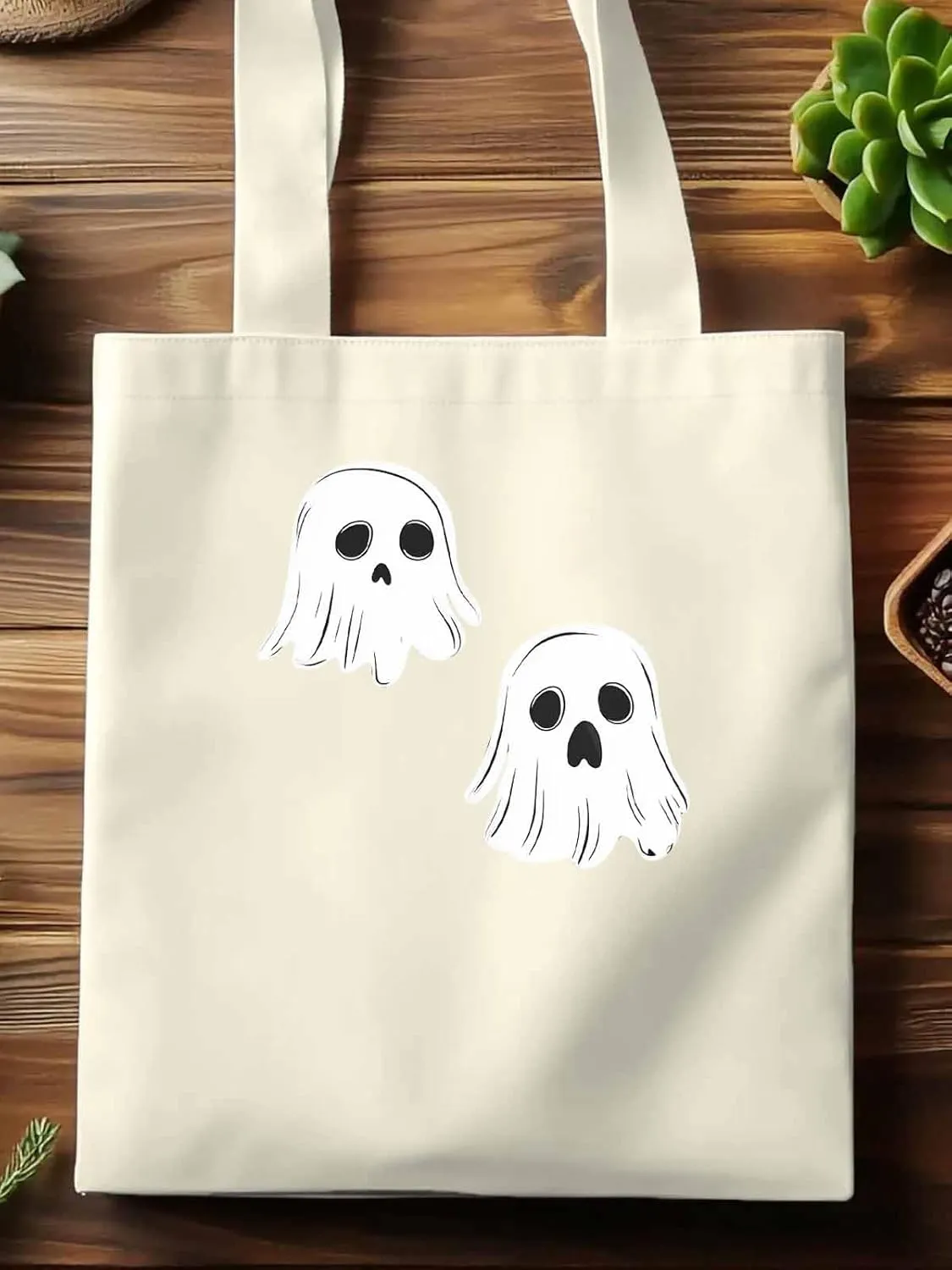 Canvas Tote Bag, Halloween Ghosts Aesthetic Canvas Tote Handbags for Women Shoulder Bag,