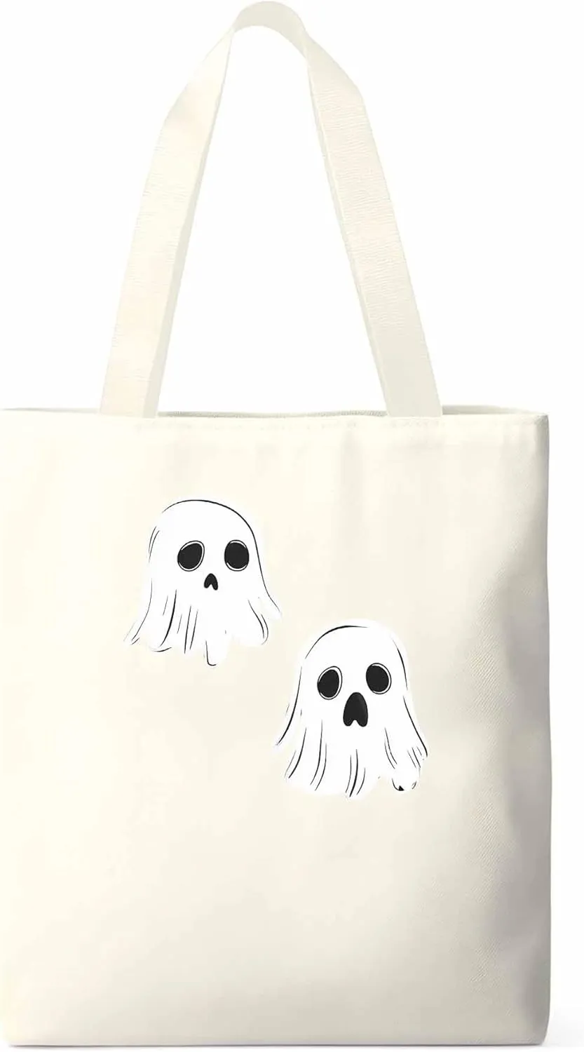 Canvas Tote Bag, Halloween Ghosts Aesthetic Canvas Tote Handbags for Women Shoulder Bag,