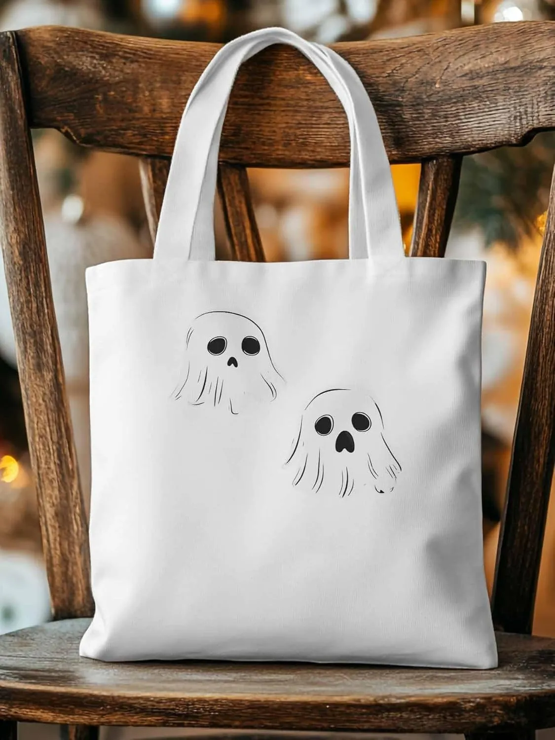 Canvas Tote Bag, Halloween Ghosts Aesthetic Canvas Tote Handbags for Women Shoulder Bag,