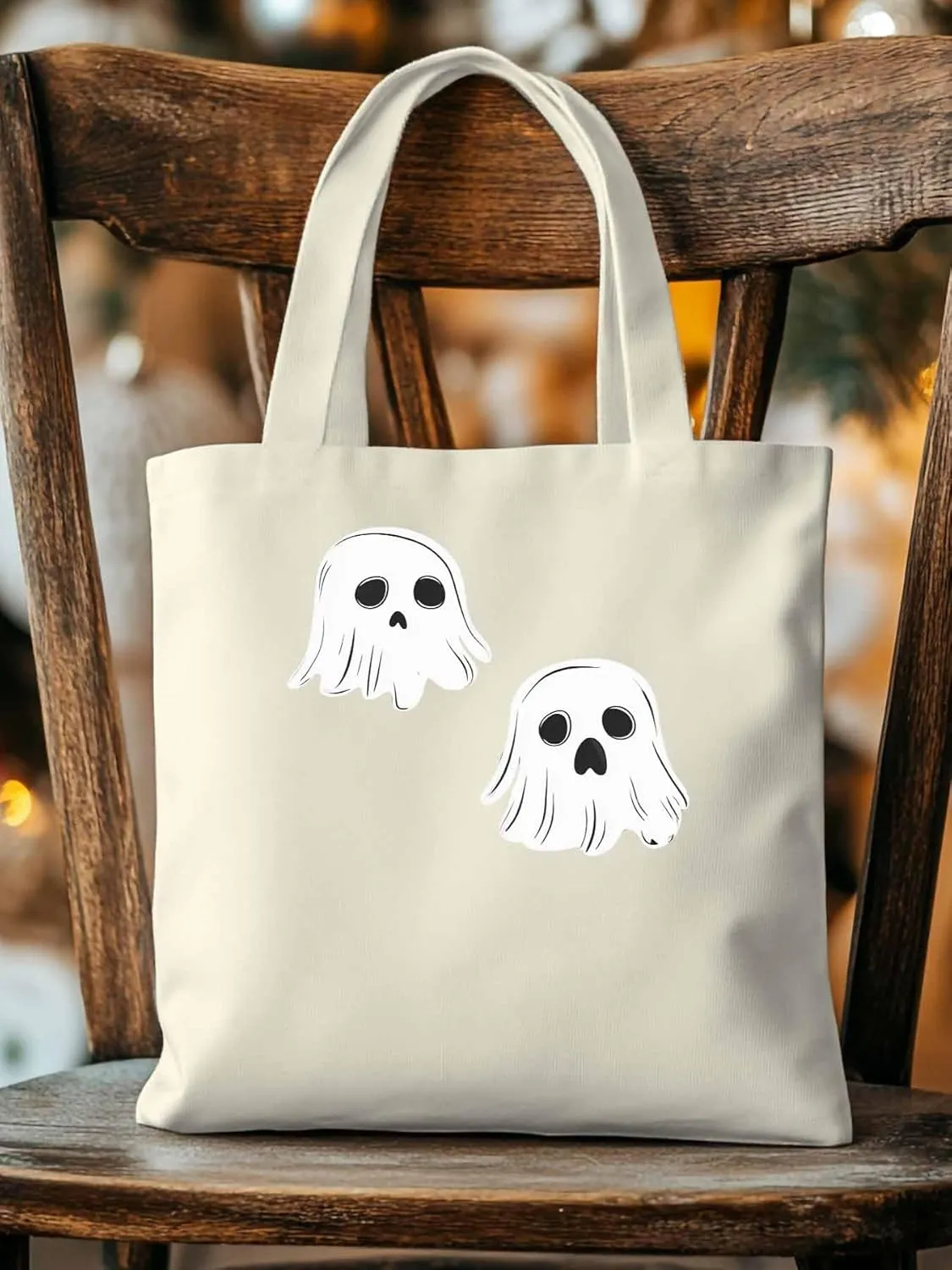 Canvas Tote Bag, Halloween Ghosts Aesthetic Canvas Tote Handbags for Women Shoulder Bag,
