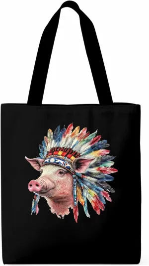 Canvas Tote Bag, Indian Pig Print patterned Canvas Tote Handbags for Women Shoulder Bag,