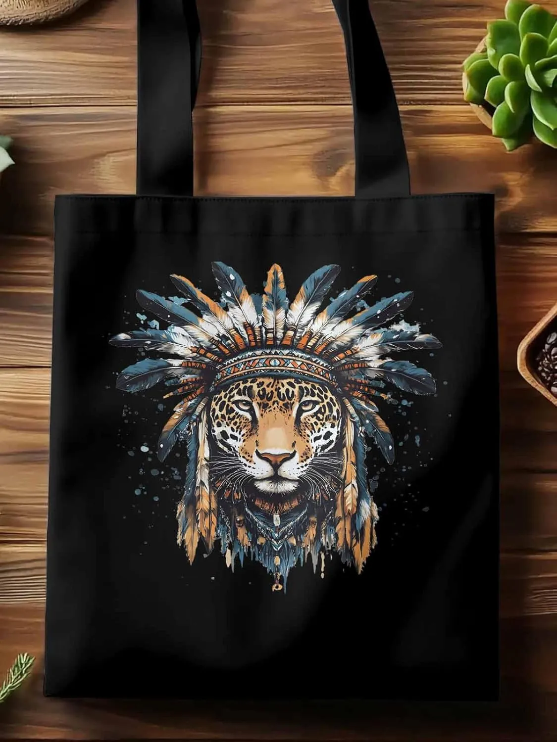Canvas Tote Bag, Leopard Animals Print Watercolor Aesthetic Canvas Tote Handbags for Women Shoulder Bag