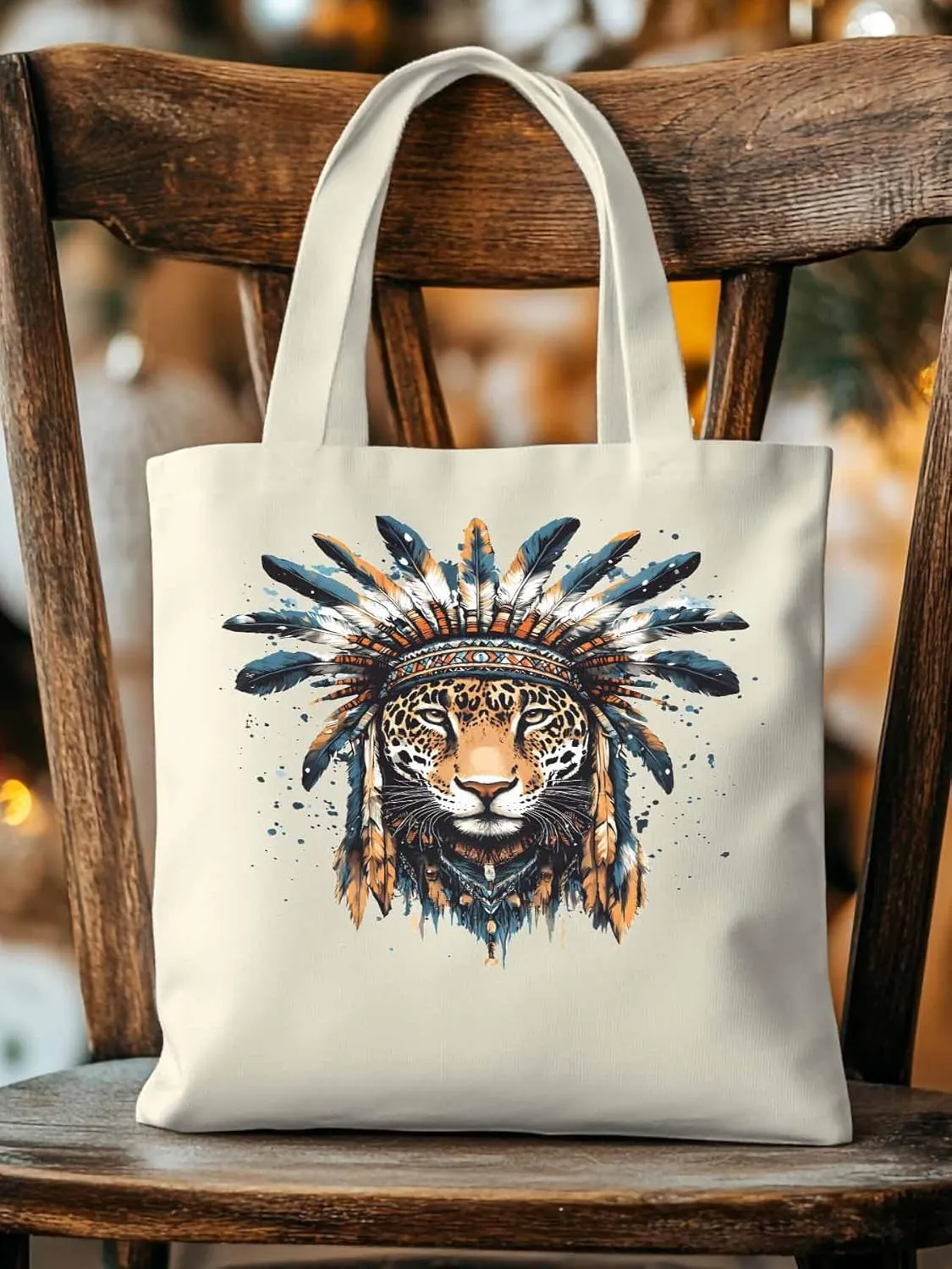Canvas Tote Bag, Leopard Animals Print Watercolor Aesthetic Canvas Tote Handbags for Women Shoulder Bag
