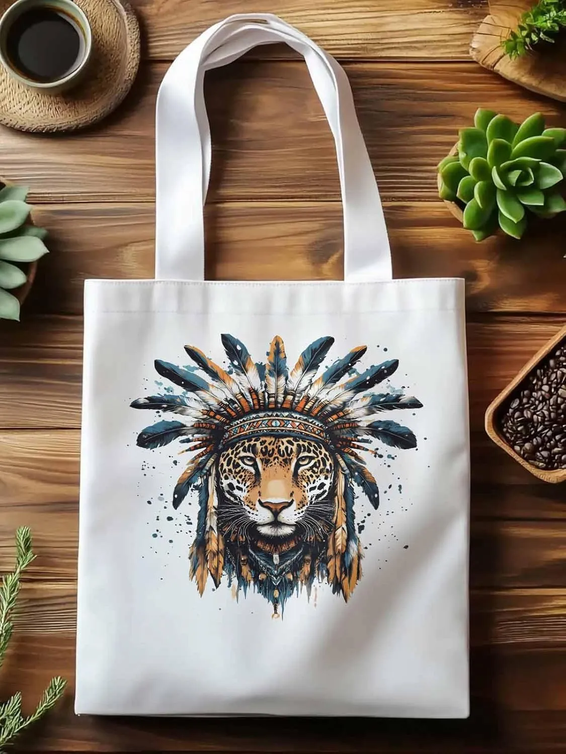 Canvas Tote Bag, Leopard Animals Print Watercolor Aesthetic Canvas Tote Handbags for Women Shoulder Bag