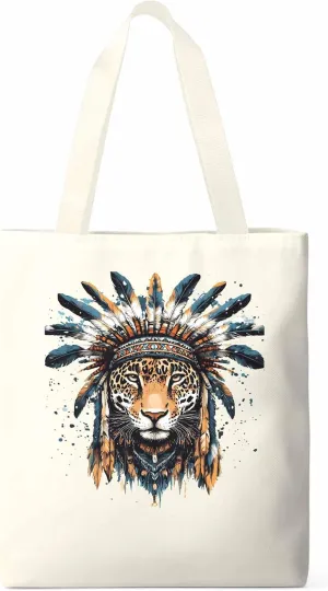 Canvas Tote Bag, Leopard Animals Print Watercolor Aesthetic Canvas Tote Handbags for Women Shoulder Bag