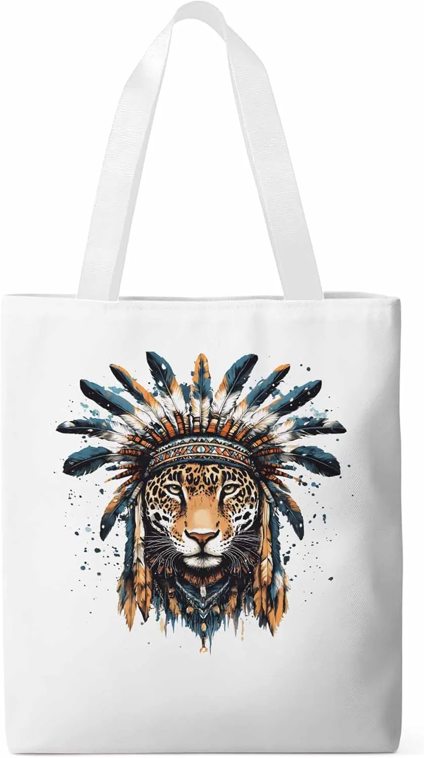 Canvas Tote Bag, Leopard Animals Print Watercolor Aesthetic Canvas Tote Handbags for Women Shoulder Bag