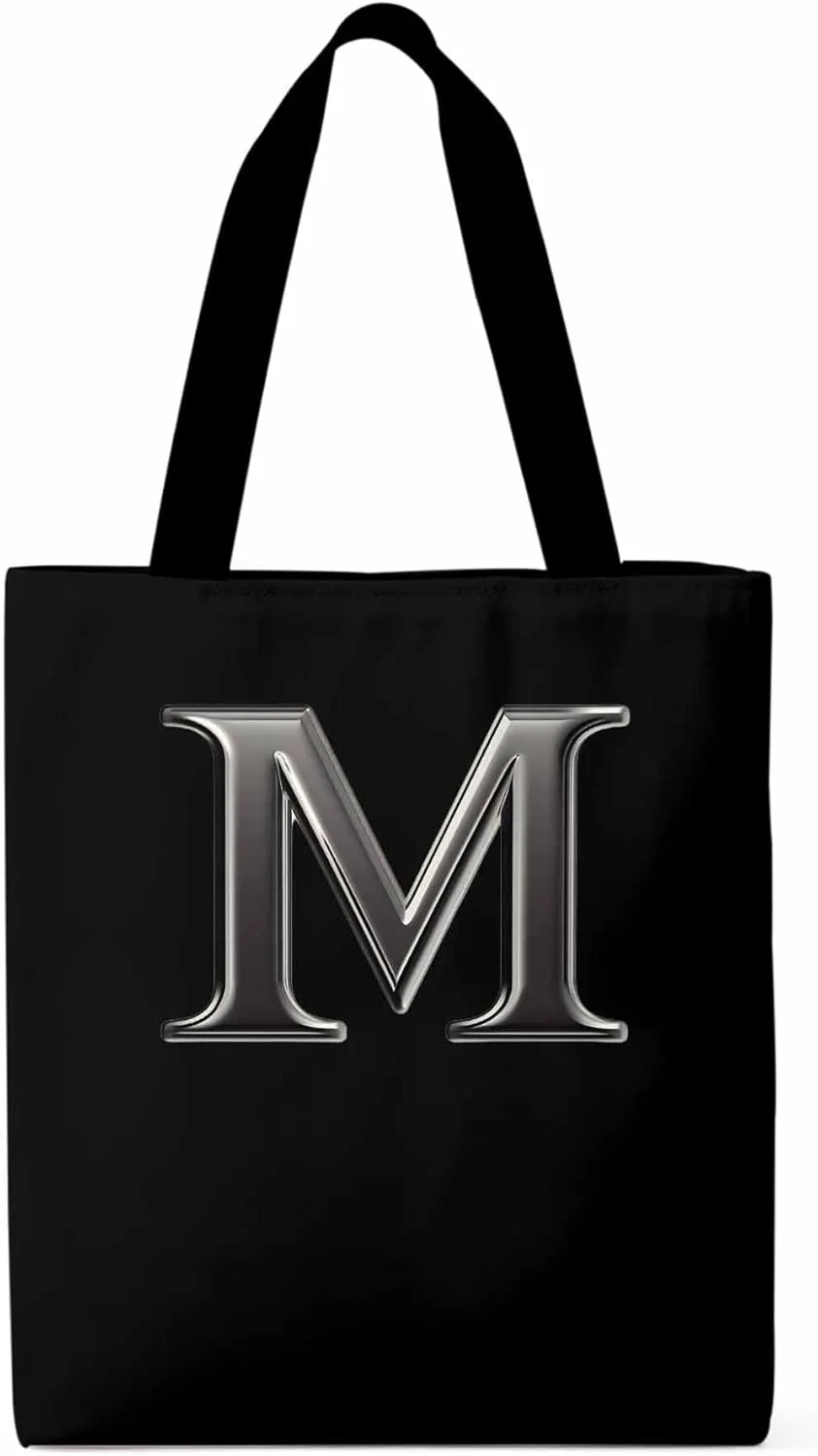 Canvas Tote Bag, Letter M Aesthetic Canvas Tote Handbags for Women Shoulder Bag,