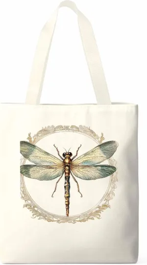 Canvas Tote Bag, Mid Century Dragonfly patterned Canvas Tote Handbags for Women Shoulder Bag,