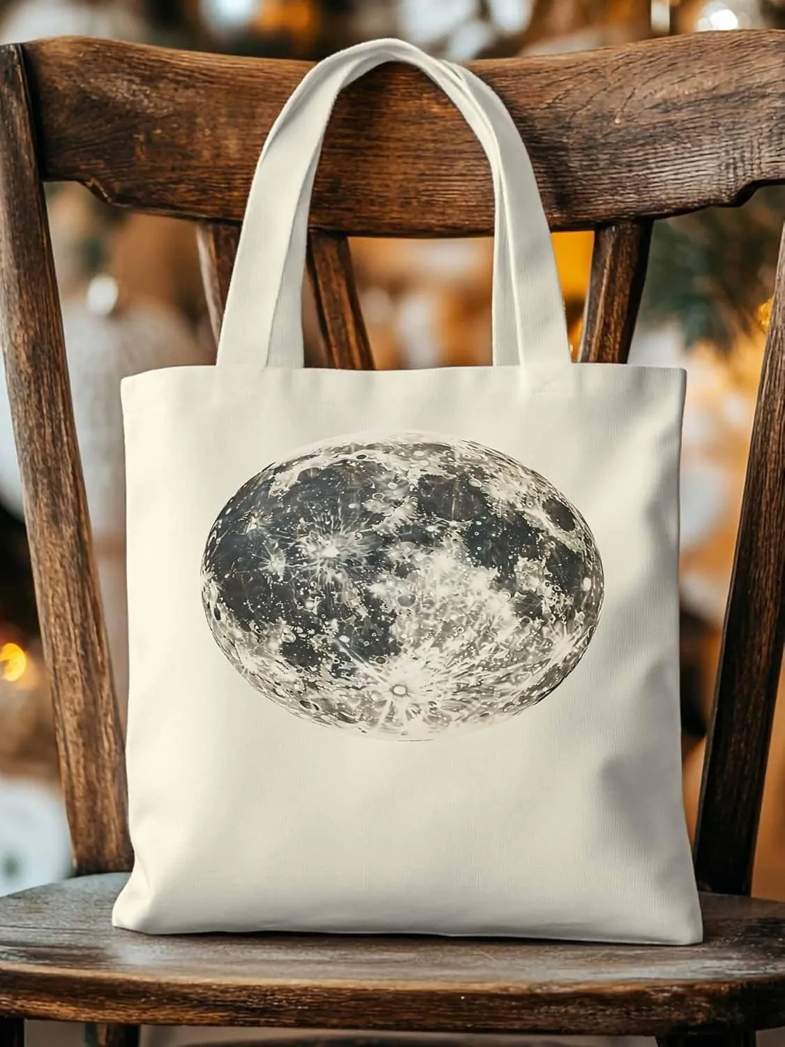 Canvas Tote Bag, Moon Aesthetic Canvas Tote Handbags for Women Shoulder Bag Earth Day