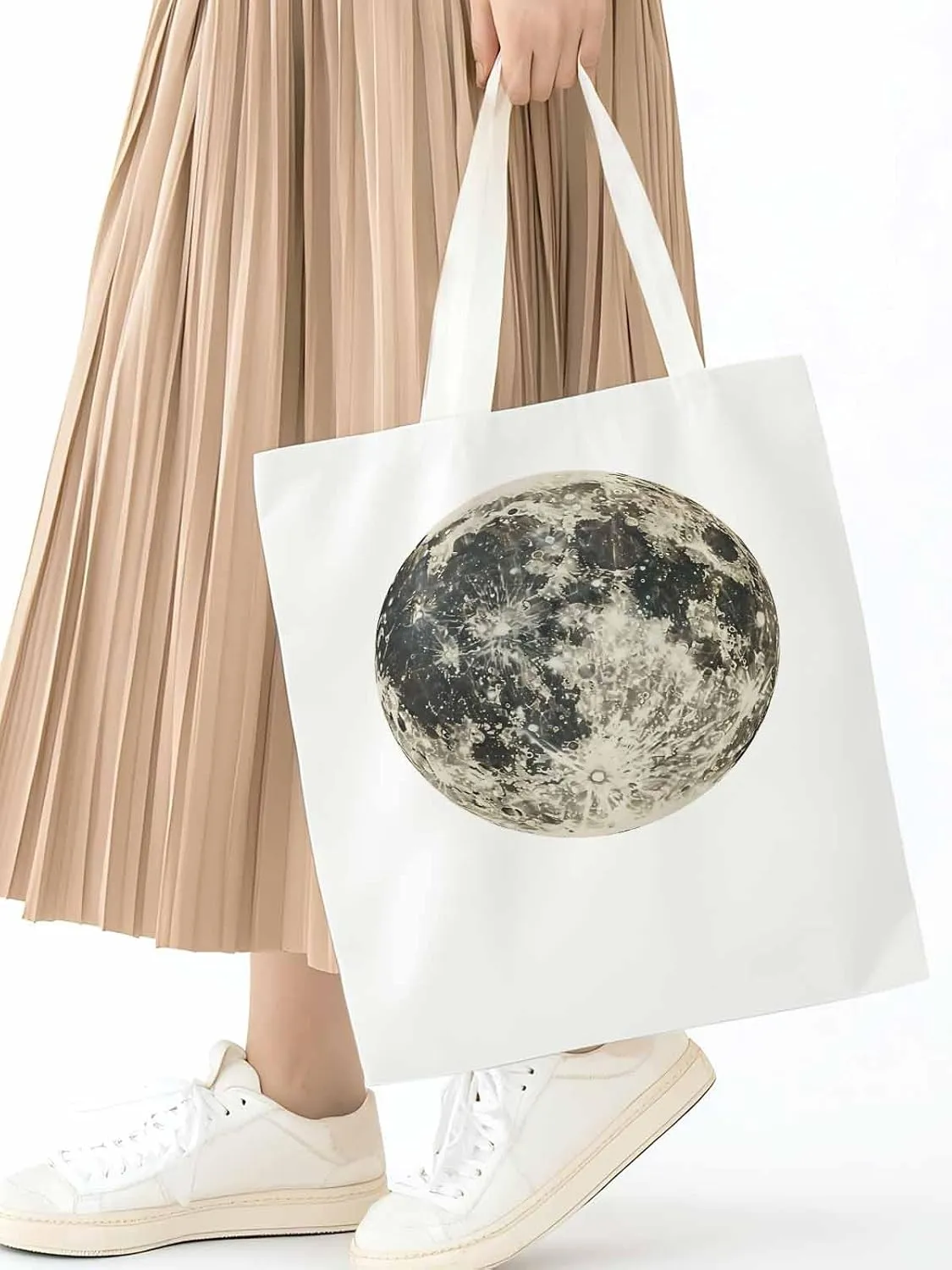 Canvas Tote Bag, Moon Aesthetic Canvas Tote Handbags for Women Shoulder Bag Earth Day
