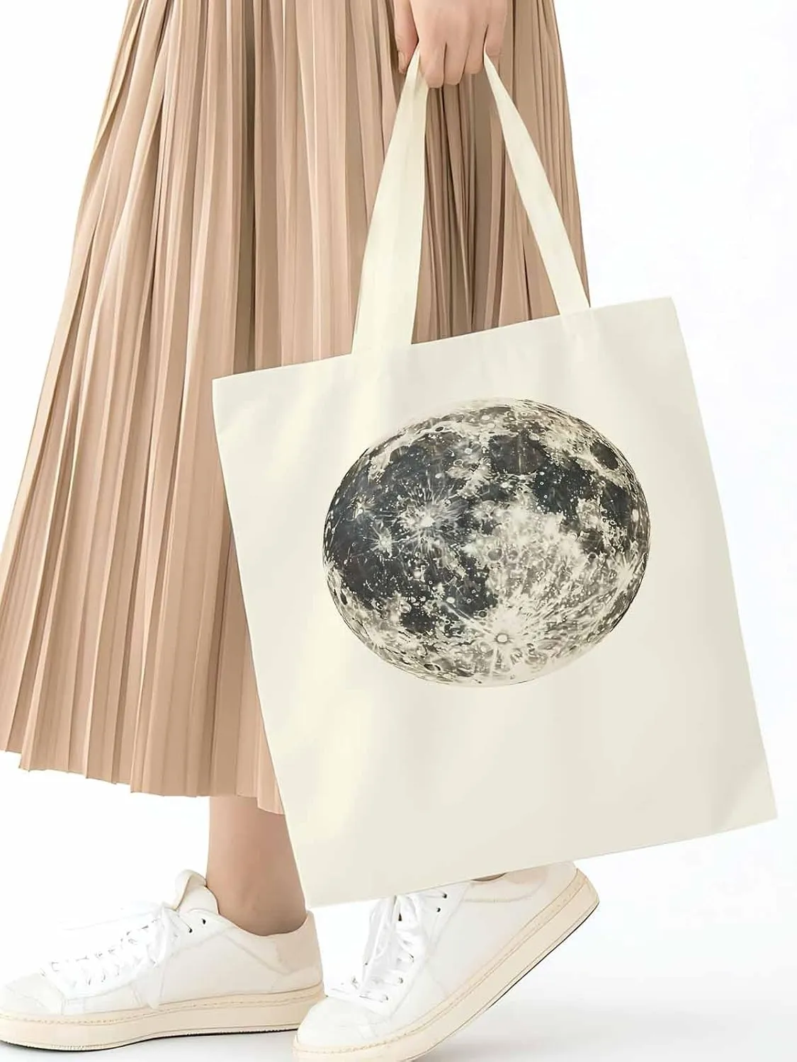 Canvas Tote Bag, Moon Aesthetic Canvas Tote Handbags for Women Shoulder Bag Earth Day